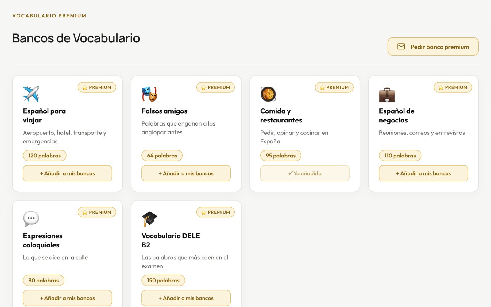 Bancos de vocabulario exclusivos
